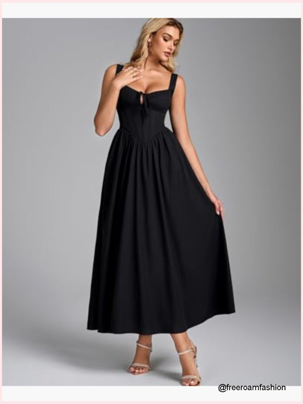 Midi Corset Dress Sweetheart Neckline Lace Up Back Formal Wedding Guest - Picture 5 of 6